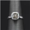 Image 1 : 14KT White Gold 0.80 ctw Natural Emerald and Diamond Solitaire Engagement Ring