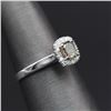 Image 3 : 14KT White Gold 0.80 ctw Natural Emerald and Diamond Solitaire Engagement Ring