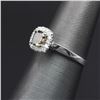 Image 4 : 14KT White Gold 0.80 ctw Natural Emerald and Diamond Solitaire Engagement Ring