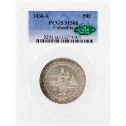 1936-S Columbia Commemorative Half Dollar Coin PCGS MS66 CAC