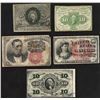 Image 1 : Set of (5) Ten Cent Fractional Currency Notes