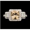 Image 1 : 14KT White Gold 1.40 ctw Morganite and Diamond Ring