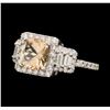 Image 2 : 14KT White Gold 1.40 ctw Morganite and Diamond Ring