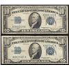 Image 1 : Lot of (2) 1934D $10 Silver Certificate Notes