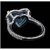 Image 3 : 18KT White Gold 7.64 ctw Blue Zircon and Diamond Ring