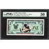 Image 1 : 1988 $1 Disney Dollars Note PMG About Uncirculated 50