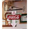 Image 1 : DOUBLE SIDED HEAVY GAUGE STEEL COCA COLA SIGN W/HANGER