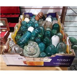 LOT OF COLLECTIBLE COLOURED GLASS INSULATORS