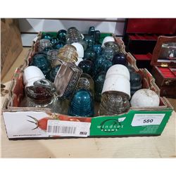 LOT OF COLLECTIBLE COLOURED GLASS INSULATORS
