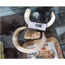 TWO BOAR TUSKS & BONE