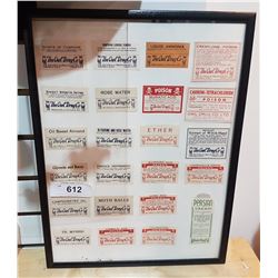 FRAMED NOS DRUG STORE LABELS