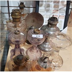 COLLECTION OF 10 OIL LAMPS