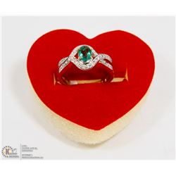 1) STERLING SILVER GOLD PLATED W/ EMERALD RING