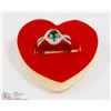 Image 1 : 1) STERLING SILVER GOLD PLATED W/ EMERALD RING