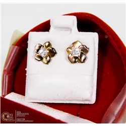 5) 14KT CZ EARRINGS W/MOTHER OF PEARL EARRINGS
