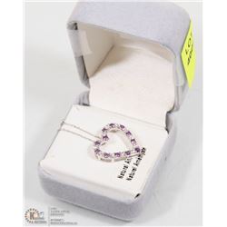 6) STERLING SILVER AMETHYST PENDANT W/ CHAIN