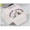 Image 1 : 7) STERLING SILVER GENUINE AMETHYST EARRINGS