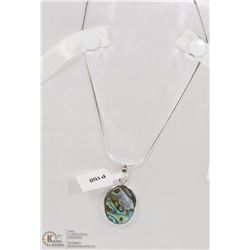 9) STERLING SILVER ABALONE NECKLACE WITH CHAIN
