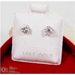 10) 14KT HEART SHAPED CZ EARRINGS W/10KT BACKING