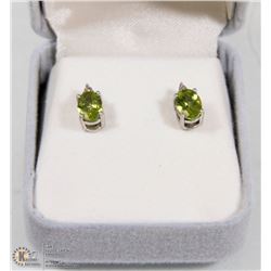 12) STERLING SILVER PERIDOT DIAMOND EARRINGS