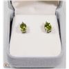 Image 1 : 12) STERLING SILVER PERIDOT DIAMOND EARRINGS
