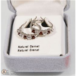 13) STERLING SILVER NATURAL GARNET EARRINGS