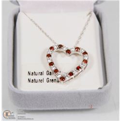 14) STERLING SILVER NATURAL GARNET PENDANT W/CHAIN