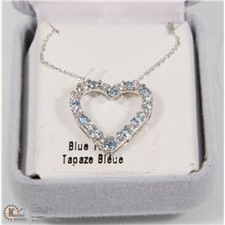 17) STERLING SILVER BLUE TOPAZ PENDANT WITH CHAIN
