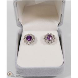 21) STERLING SILVER AMETHYST EARRINGS