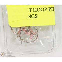 24) 14KT HOOP PINK CZ BUTTERFLY EARRINGS