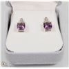 Image 1 : 27) STERLING SILVER AMETHYST W/ DIAMOND EARRINGS