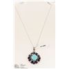 Image 1 : 31) ST. SILVER TURQUOISE & IOLITE PENDANT NECKLACE
