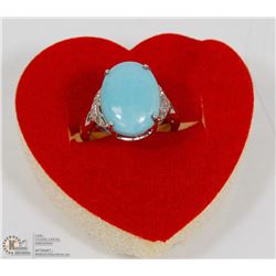 32) ST. SILVER ARIZONA TURQUOISE W/14 DIAMOND RING