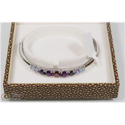 40) STERLING SILVER GEMSTONE BANGLE