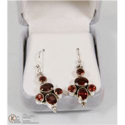 43) SILVER GENUINE GARNET EARRINGS