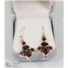 Image 1 : 43) SILVER GENUINE GARNET EARRINGS