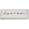 Image 1 : 44) STERLING SILVER GENUINE GEMSTONE CZ BRACELET
