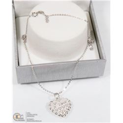 47) STERLING SILVER HEART SHAPED PENDANT NECKLACE