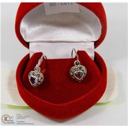 50) STERLING SILVER AMETHYST MARCASITE EARRINGS