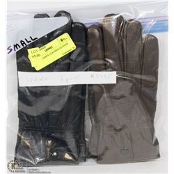 2 PACK LADIES LEATHER GLOVES SMALL
