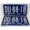 Image 1 : SET OF ALBERTA 1970 LICENSE PLATES (NEW)