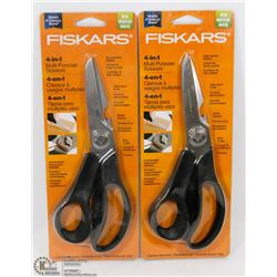 LOT OF 2 FISKARS 4-IN-1 MULTIPURPOSE SCISSORS