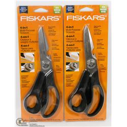 LOT OF 2 FISKARS 4-IN-1 MULTIPURPOSE SCISSORS