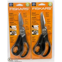 LOT OF 2 FISKARS 4-IN-1 MULTIPURPOSE SCISSORS