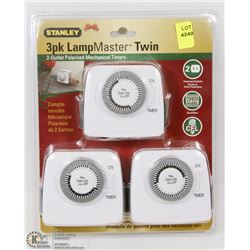 STANLEY 3PK LAMP MASTER TWIN 2 OUTLET POLARIZED