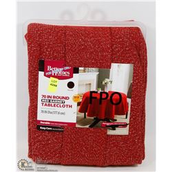 RED GARNET ROUND TABLE CLOTH 70" DIAMETER