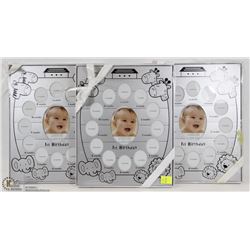 LOT OF THREE BABY PHOTO DISPLAY FRAMES