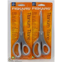 TWO FISKARS TITANIUM COATED BLADE SCISSORS