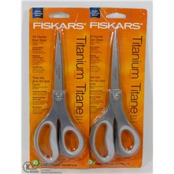 TWO FISKARS TITANIUM COATED BLADE SCISSORS