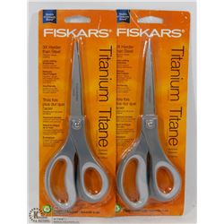 TWO FISKARS TITANIUM COATED BLADE SCISSORS